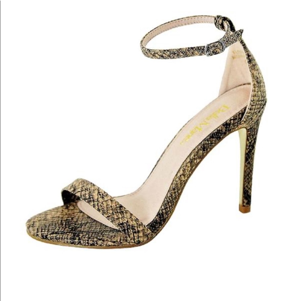 Ankle Strap Stiletto Open Snake Python Print Skin